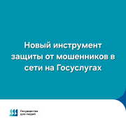НОВЫЙ ИНСТРУМЕНТ ЗАЩИТЫ ОТ МОШЕННИКОВ В СЕТИ НА ГОСУСЛУГАХ